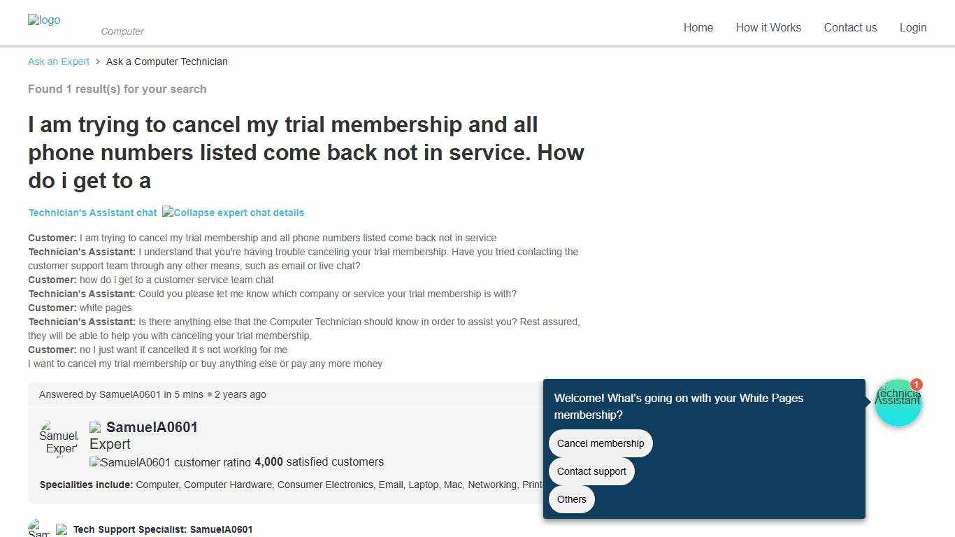 How to Cancel Your Whitepages or JustAnswer Trial Membership - Expert Help